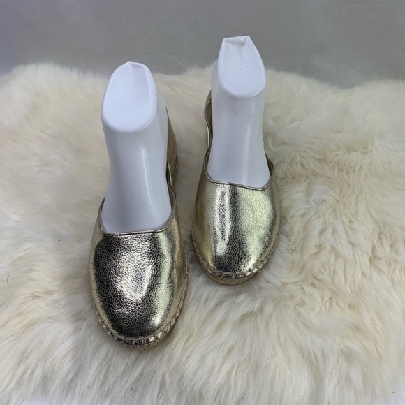 J/SLIDES Shoes - J/Slides NYC Gold Leather Espadrille Flats